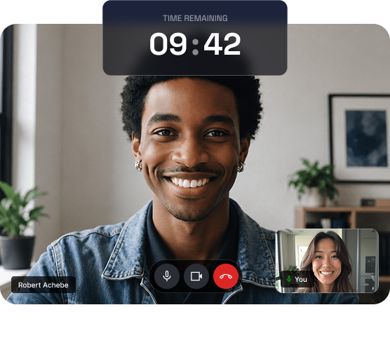 A live video meeting with time remaining