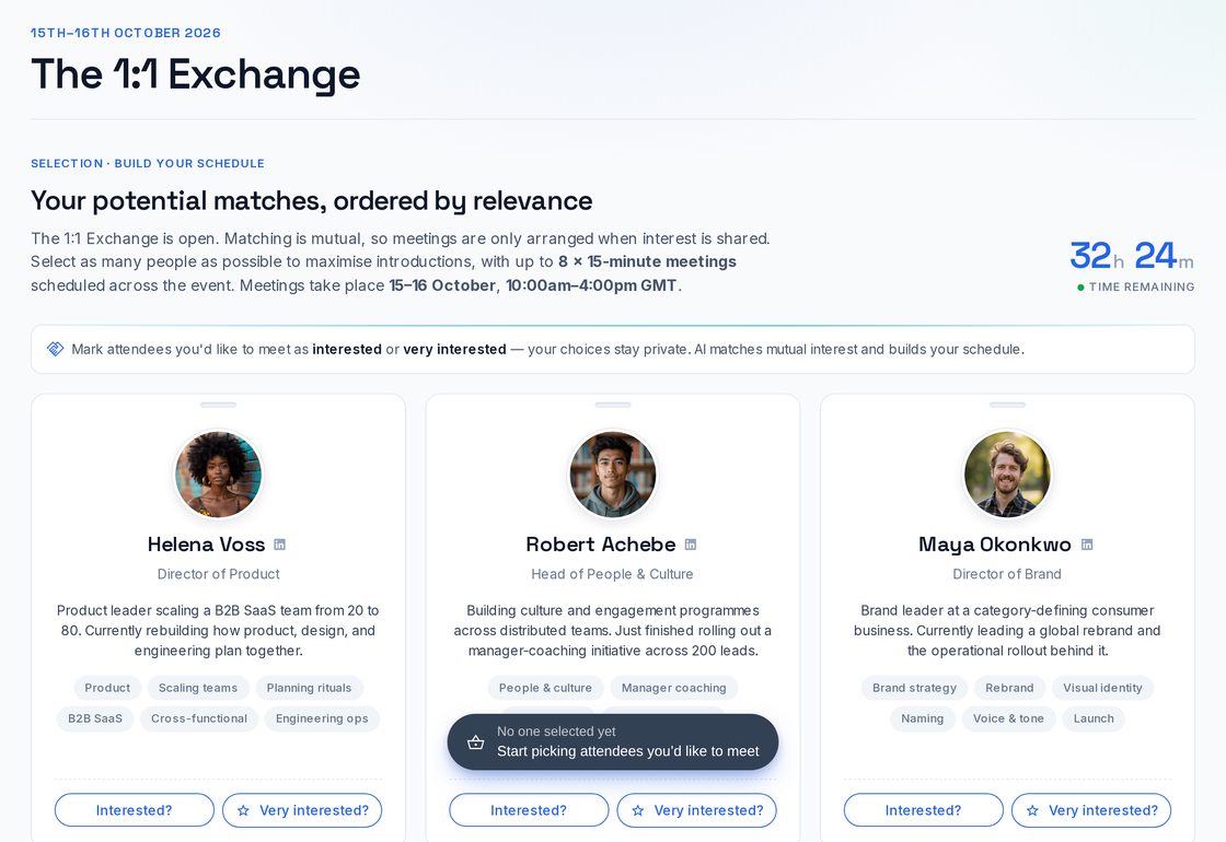 A relevance-matched peer meeting in the Exchange